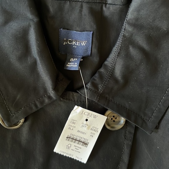 J. Crew Factory Womens Petite Trench Coat BO623 Black - Picture 5 of 8
